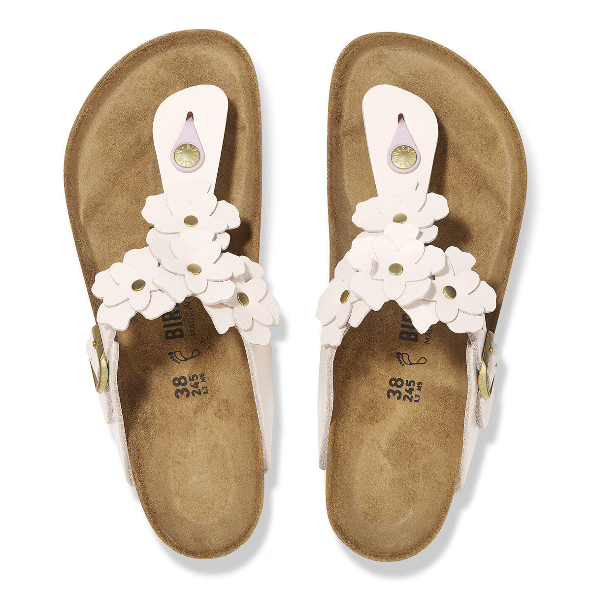 Gizeh Flower Embellishment Natural Leather