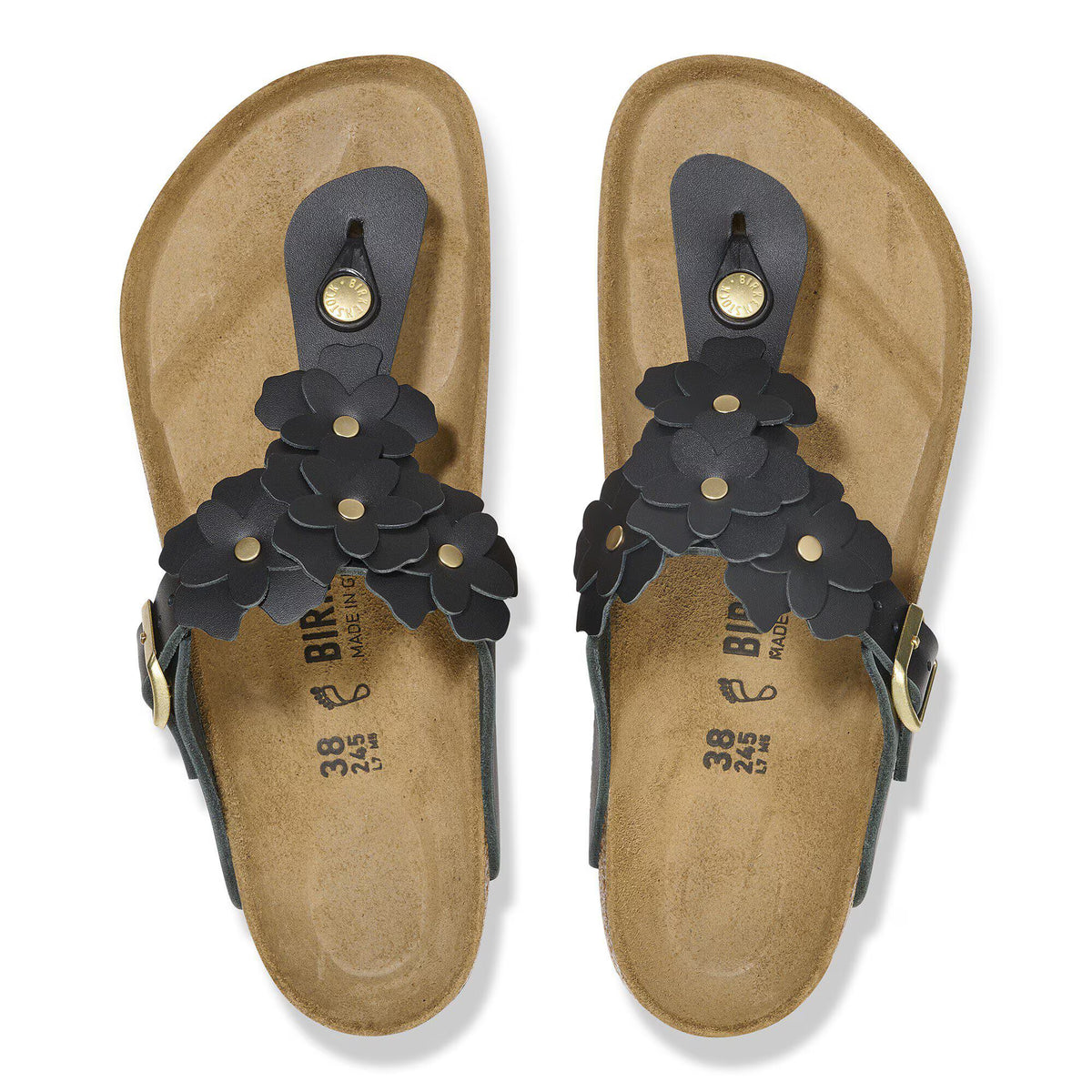 Gizeh Flower Embellishment Natural Leather