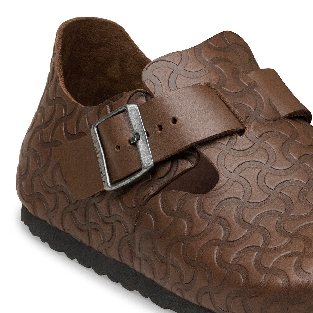 London Single Strap Natural Leather Embossed Carafe Semi Veg Tan