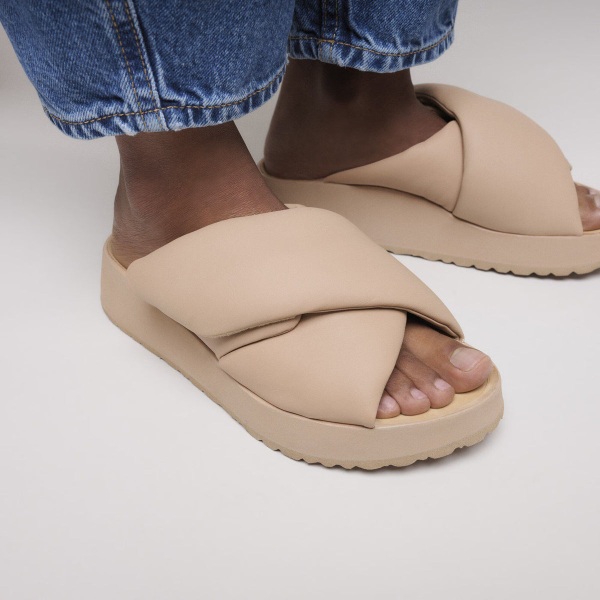 Theda Cross Strap Natural Leather