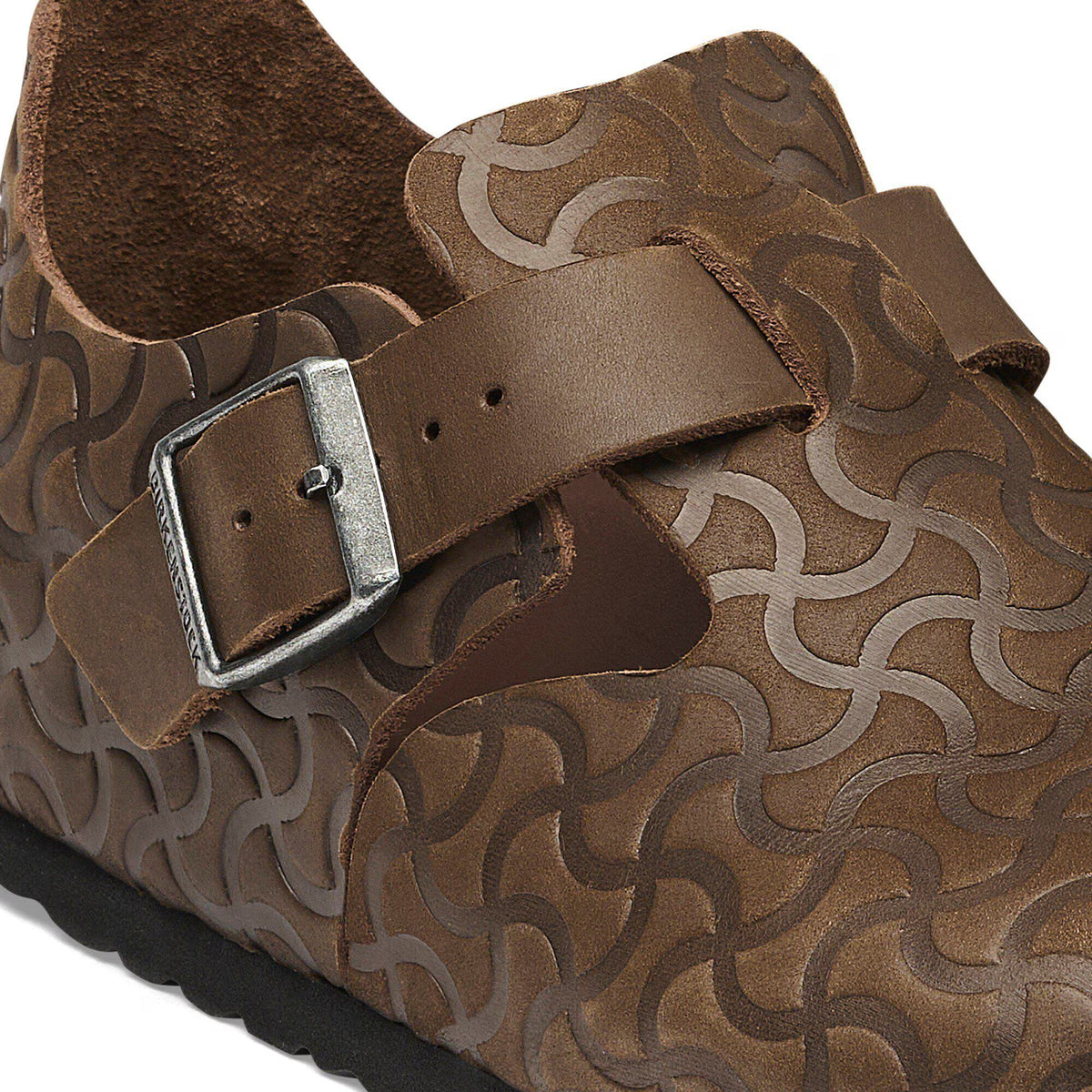 London Single Strap Natural Leather Embossed Carafe Semi Veg Tan